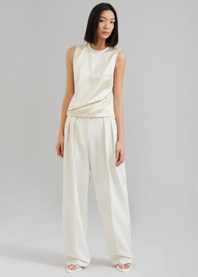 The Frankie Shop Corrin Pleated Trousers 8211 Ivory Women Suits