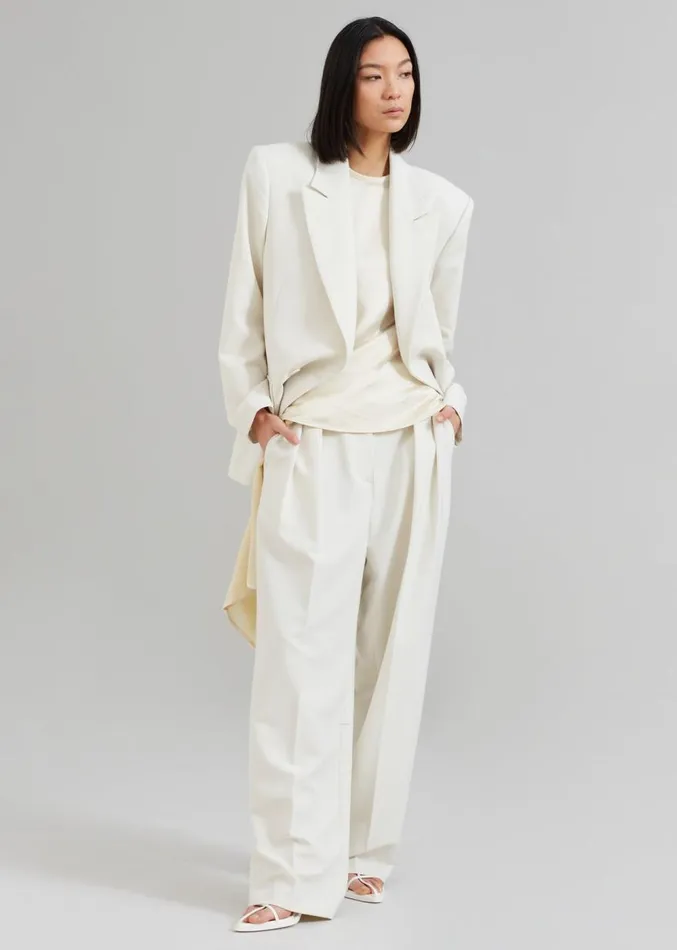 The Frankie Shop Corrin Pleated Trousers 8211 Ivory Women Suits