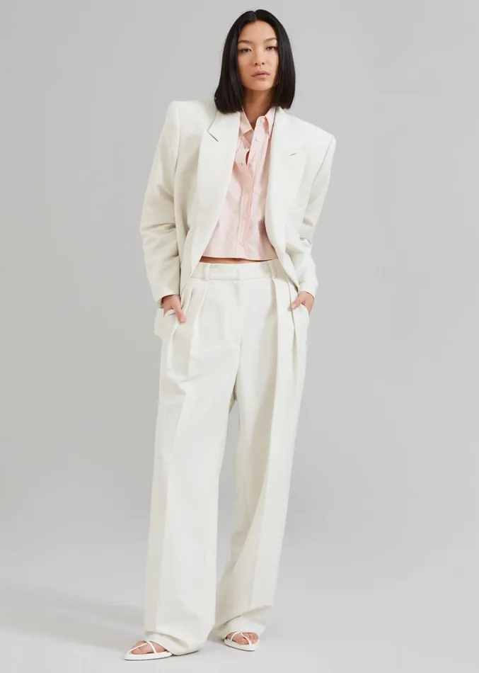 The Frankie Shop Corrin Pleated Trousers 8211 Ivory Women Suits