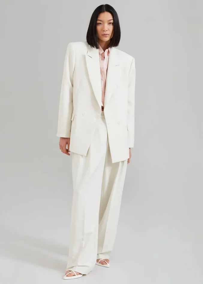 The Frankie Shop Corrin Pleated Trousers 8211 Ivory Women Suits