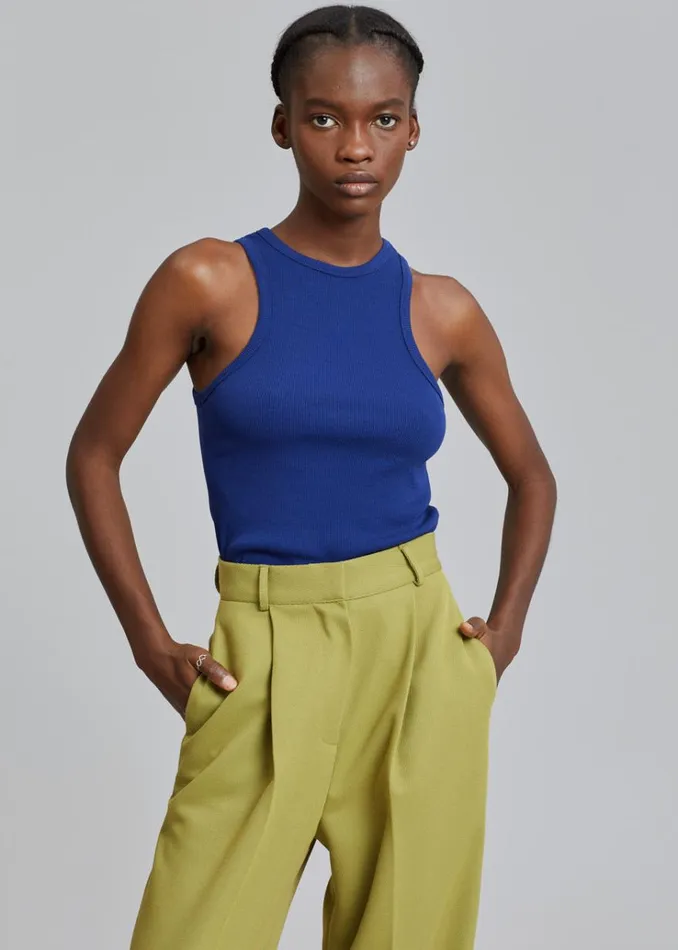 The Frankie Shop Corsy Ribbed Tank 8211 Navy Women Tops