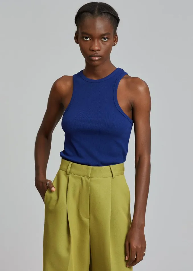 The Frankie Shop Corsy Ribbed Tank 8211 Navy Women Tops