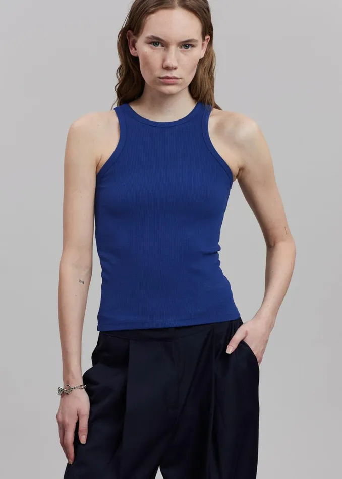 The Frankie Shop Corsy Ribbed Tank 8211 Navy Women Tops