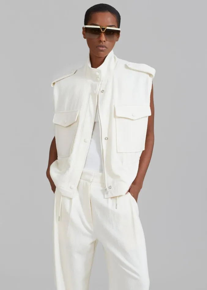 The Frankie Shop Dakota Pocket Vest 8211 Ivory Women Clothing