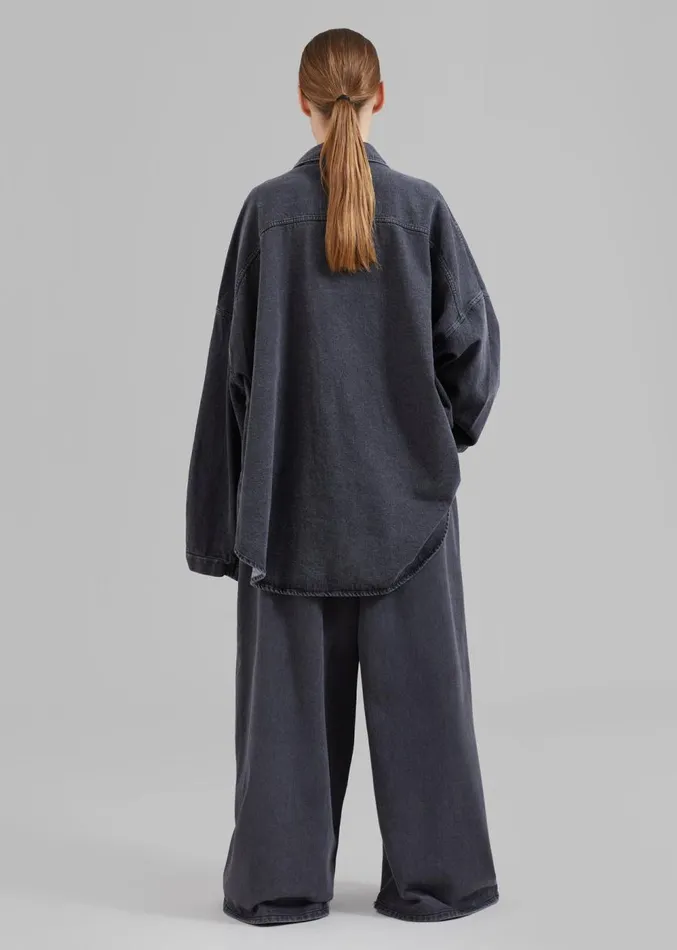 The Frankie Shop Dallas Denim Overshirt 8211 Dark Grey Women Tops
