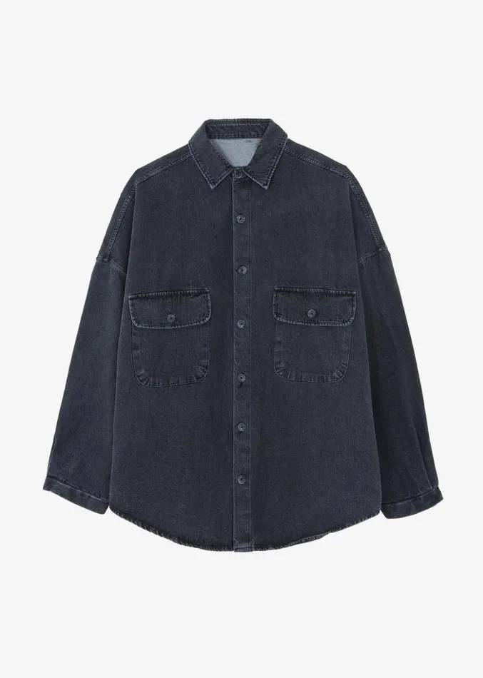 The Frankie Shop Dallas Denim Overshirt 8211 Dark Grey Women Tops