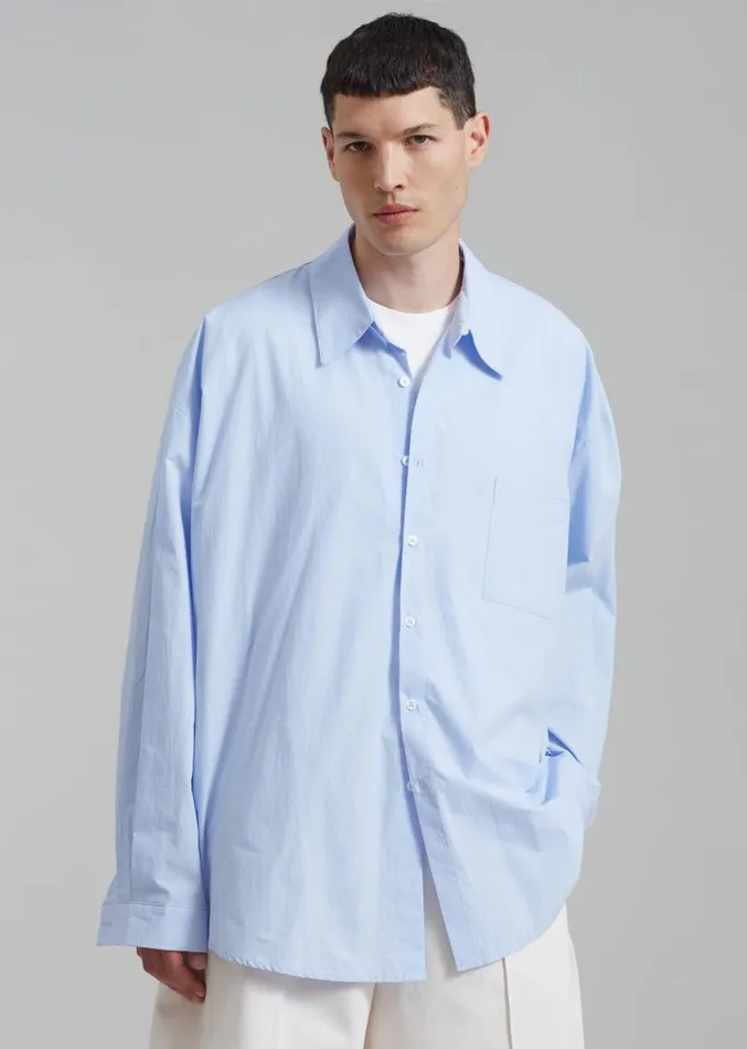 The Frankie Shop Darren Oversized Shirt 8211 Light Blue Men Clothing