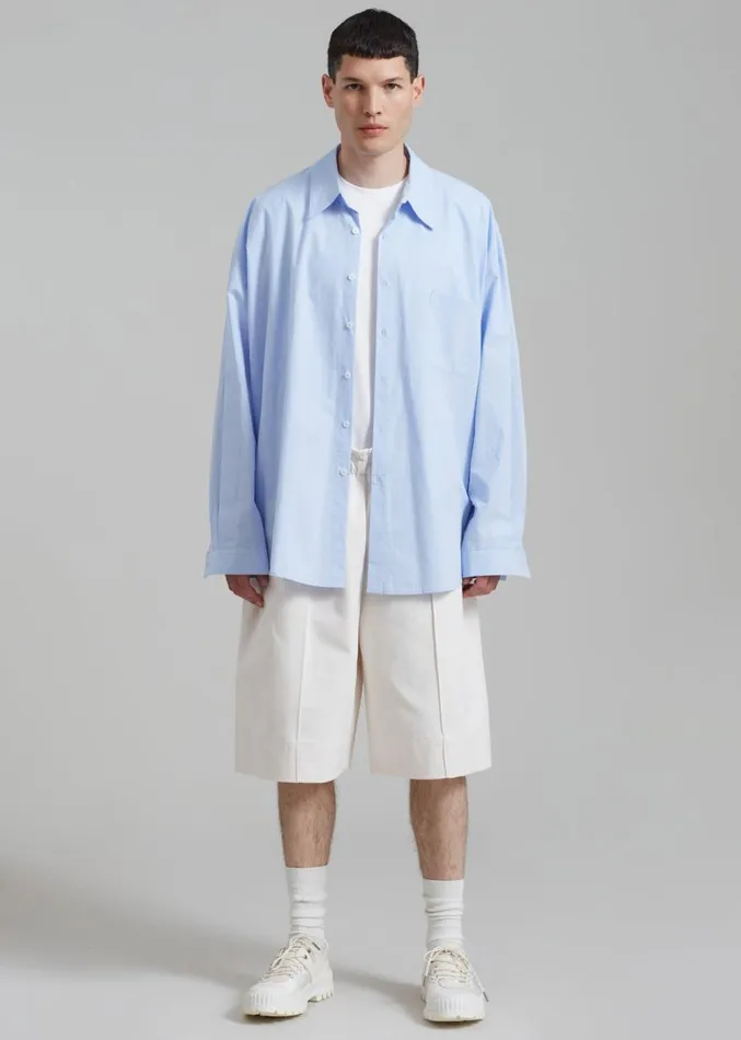 The Frankie Shop Darren Oversized Shirt 8211 Light Blue Men Clothing