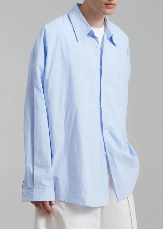 The Frankie Shop Darren Oversized Shirt 8211 Light Blue Men Clothing