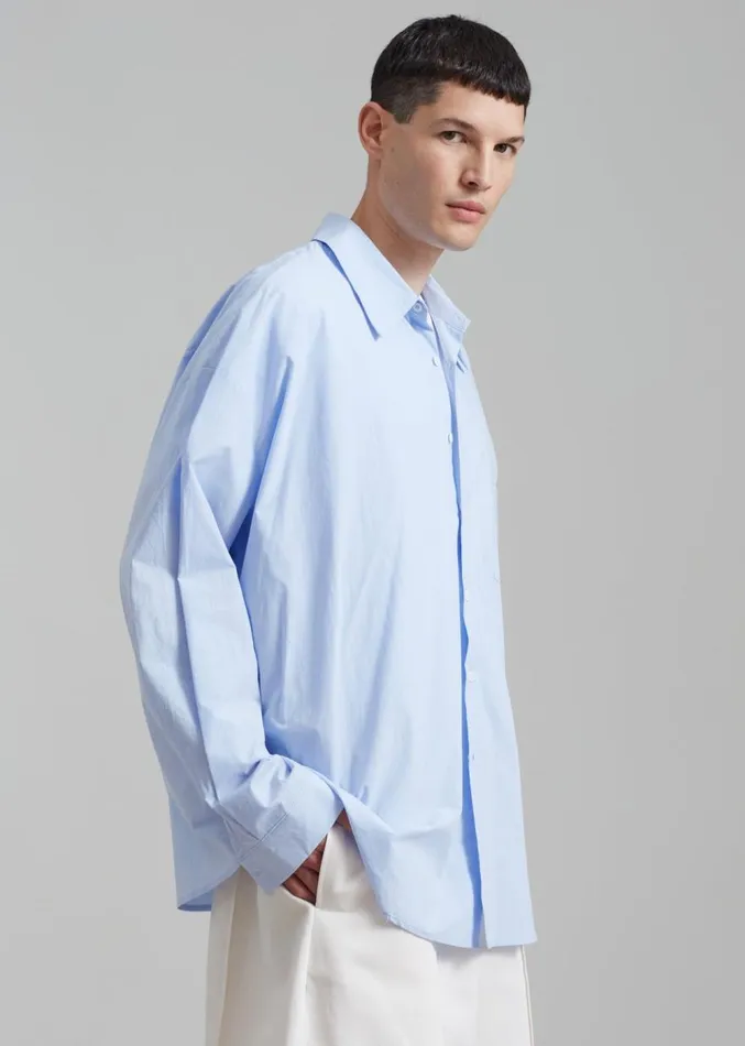 The Frankie Shop Darren Oversized Shirt 8211 Light Blue Men Clothing