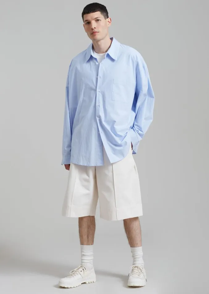 The Frankie Shop Darren Oversized Shirt 8211 Light Blue Men Clothing