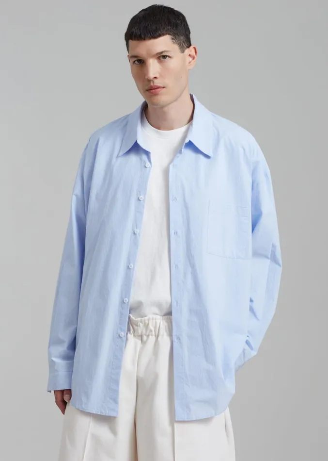 The Frankie Shop Darren Oversized Shirt 8211 Light Blue Men Clothing