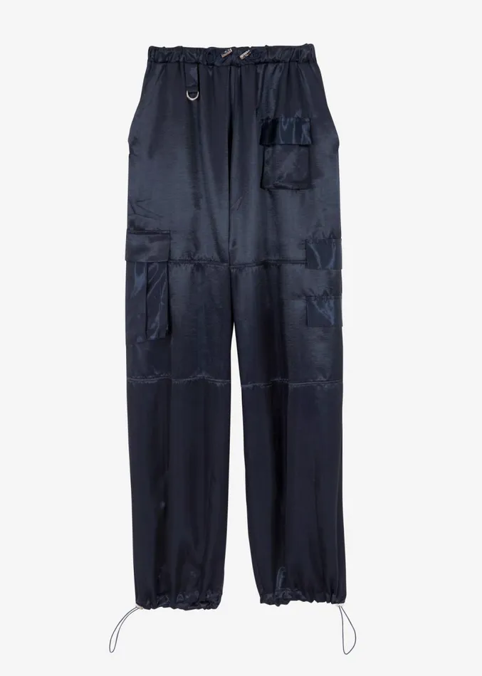The Frankie Shop Delaney Satin Cargo Pants 8211 Navy Women Bottoms