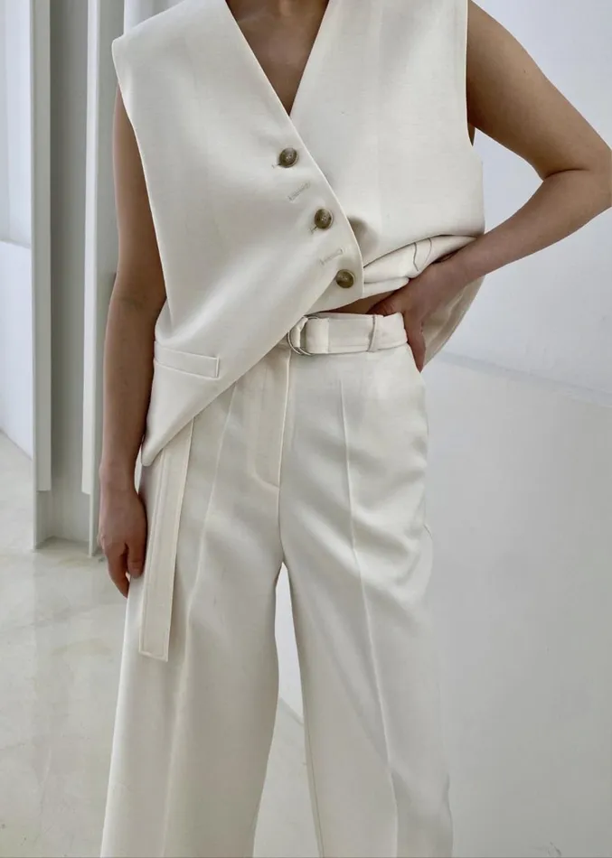 The Frankie Shop Delphi Belted Pants 8211 Cream Women Suits