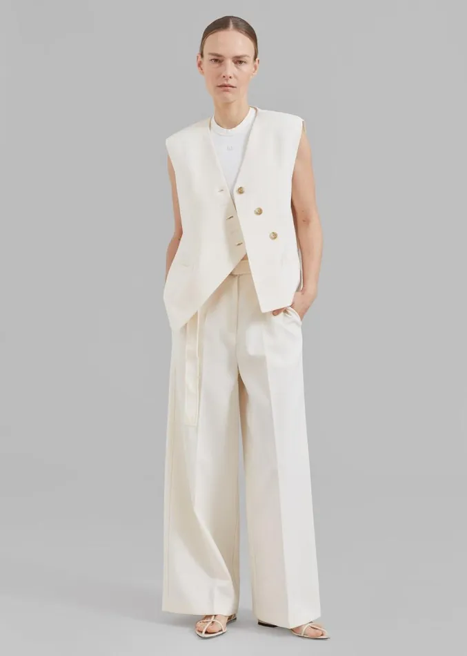 The Frankie Shop Delphi Belted Pants 8211 Cream Women Suits
