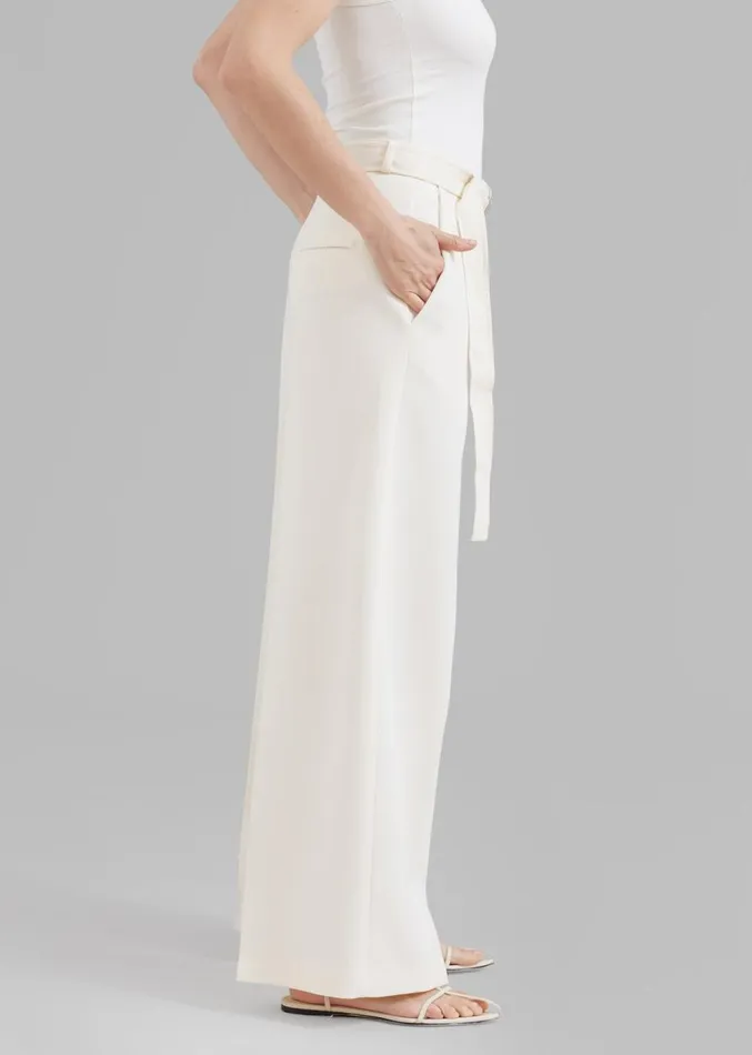 The Frankie Shop Delphi Belted Pants 8211 Cream Women Suits