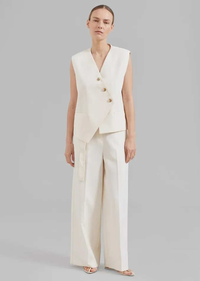 The Frankie Shop Delphi Belted Pants 8211 Cream Women Suits