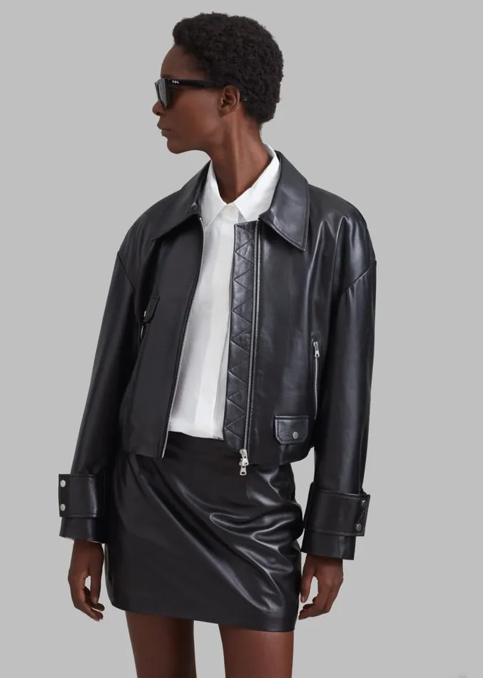 The Frankie Shop Derby Leather Jacket 8211 Black Women Clothing