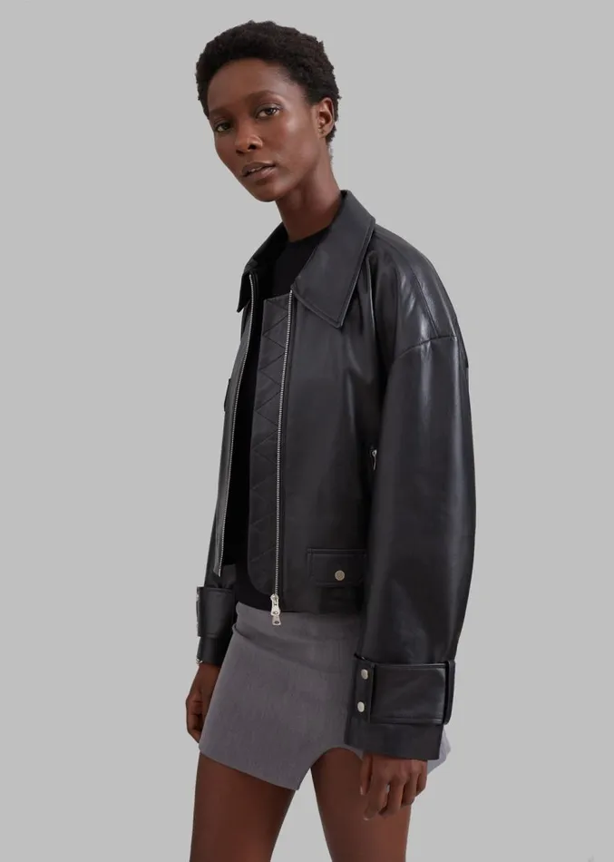 The Frankie Shop Derby Leather Jacket 8211 Black Women Clothing