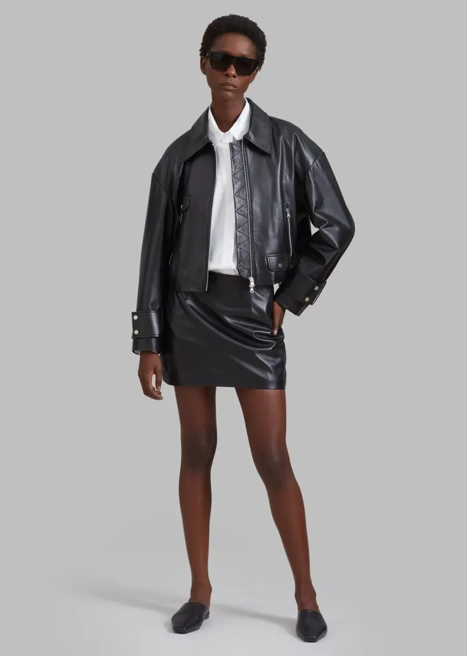 The Frankie Shop Derby Leather Jacket 8211 Black Women Clothing