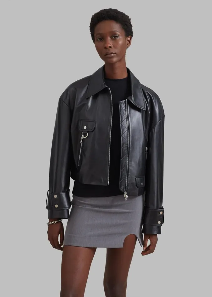 The Frankie Shop Derby Leather Jacket 8211 Black Women Clothing