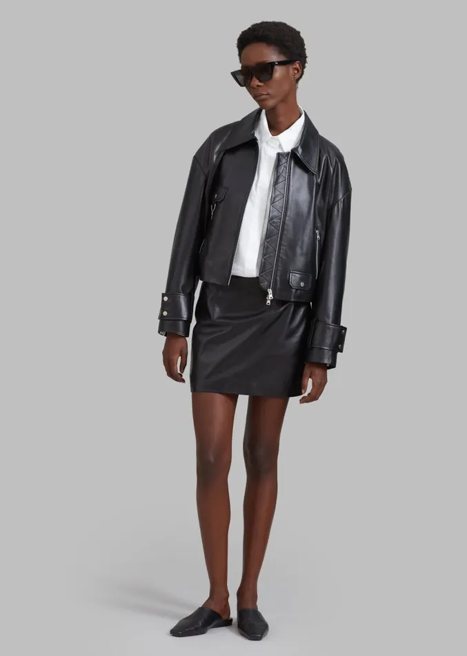 The Frankie Shop Derby Leather Jacket 8211 Black Women Clothing
