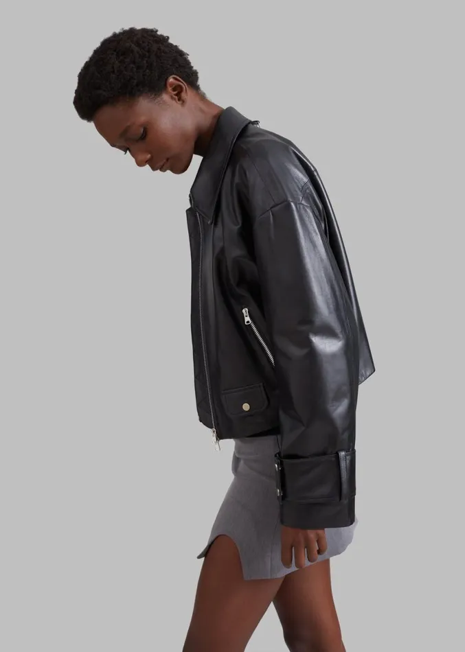 The Frankie Shop Derby Leather Jacket 8211 Black Women Clothing