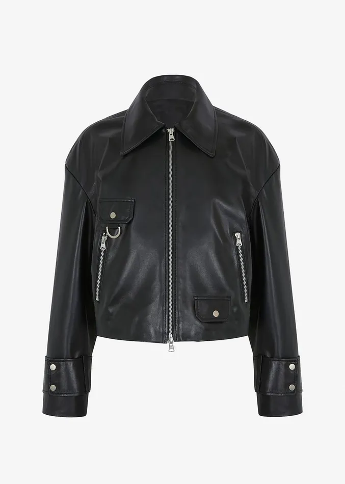 The Frankie Shop Derby Leather Jacket 8211 Black Women Clothing