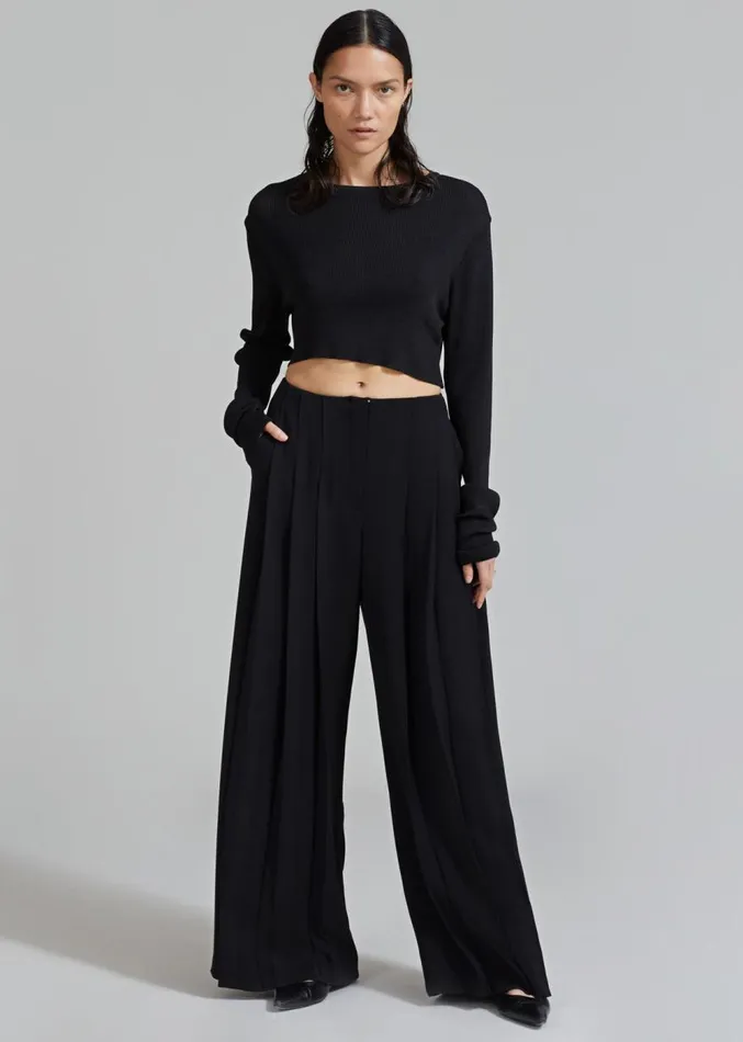 The Frankie Shop Dillon Pleated Pants 8211 Black Women Clothing