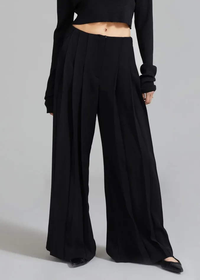 The Frankie Shop Dillon Pleated Pants 8211 Black Women Clothing