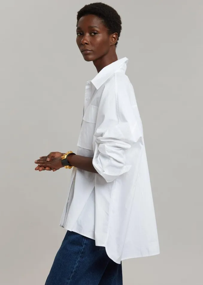 The Frankie Shop Elara Oversized Shirt 8211 Optic White Women Tops