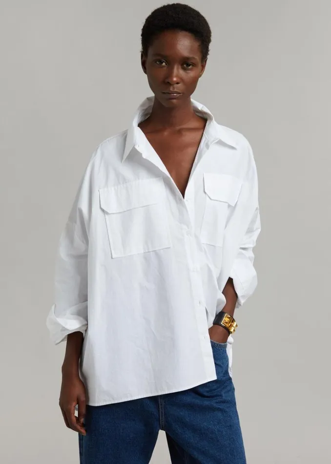 The Frankie Shop Elara Oversized Shirt 8211 Optic White Women Tops