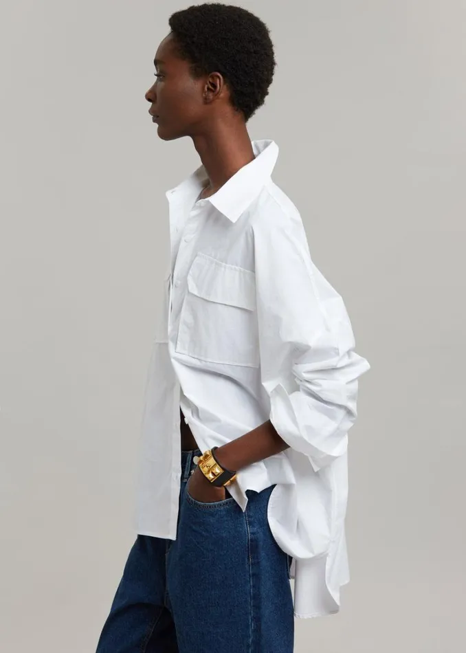 The Frankie Shop Elara Oversized Shirt 8211 Optic White Women Tops