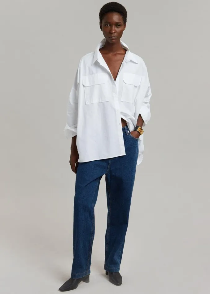 The Frankie Shop Elara Oversized Shirt 8211 Optic White Women Tops