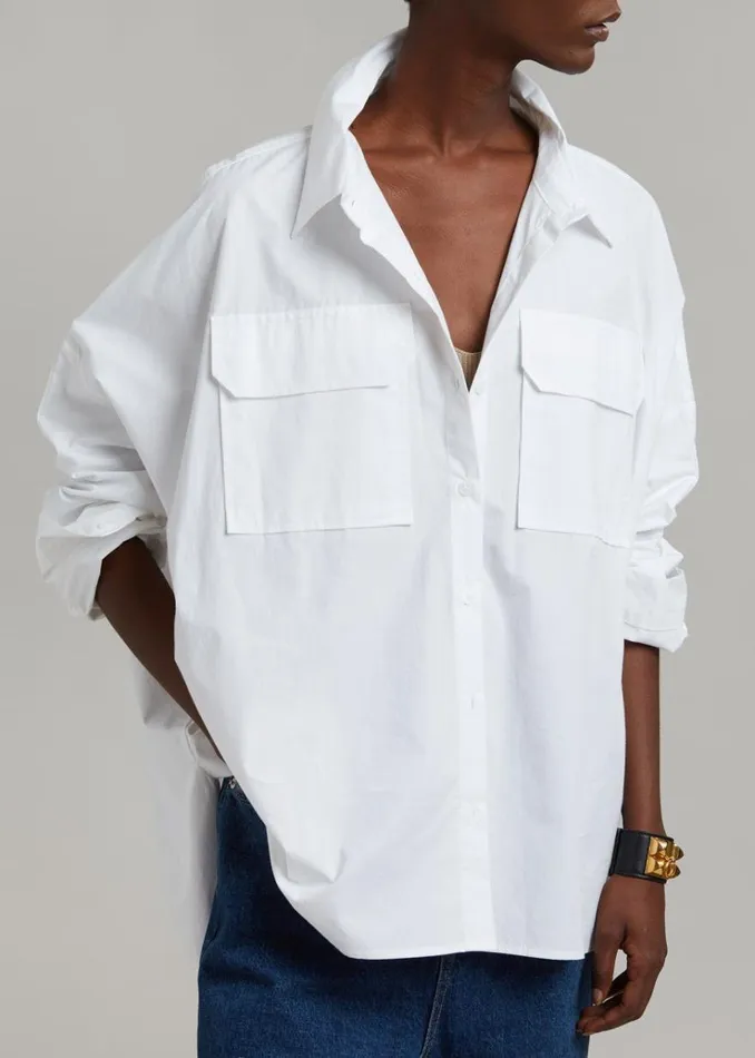 The Frankie Shop Elara Oversized Shirt 8211 Optic White Women Tops