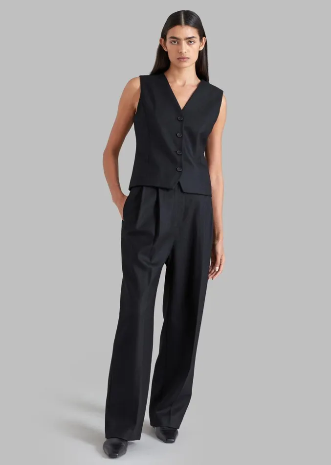The Frankie Shop Eleanor Wool Vest 8211 Black Women Clothing