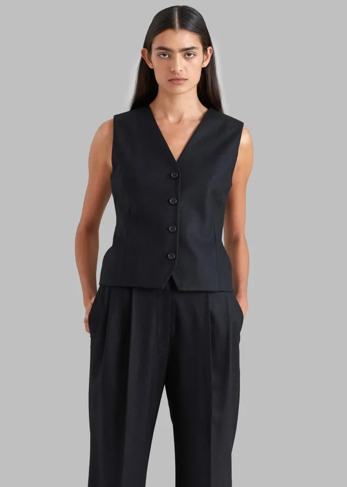The Frankie Shop Eleanor Wool Vest 8211 Black Women Clothing