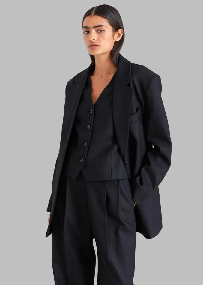 The Frankie Shop Eleanor Wool Vest 8211 Black Women Clothing