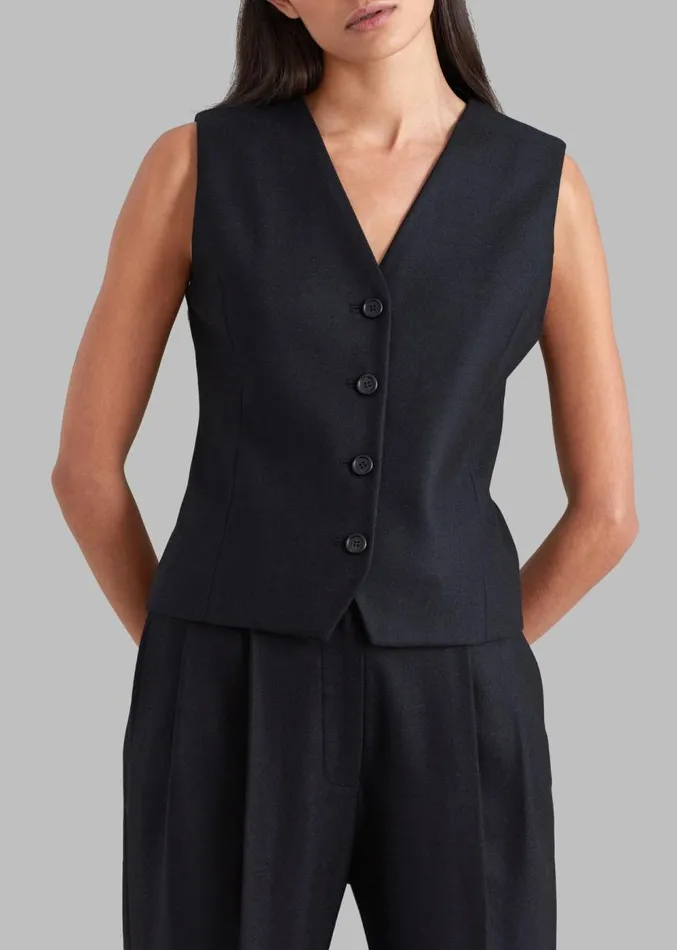 The Frankie Shop Eleanor Wool Vest 8211 Black Women Clothing