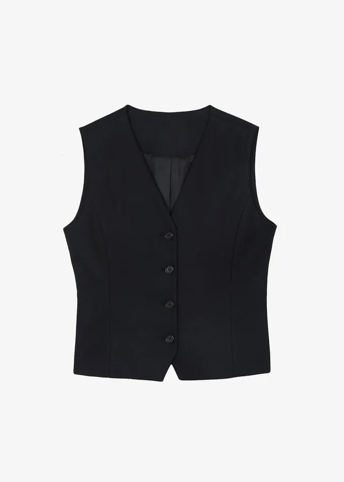 The Frankie Shop Eleanor Wool Vest 8211 Black Women Clothing
