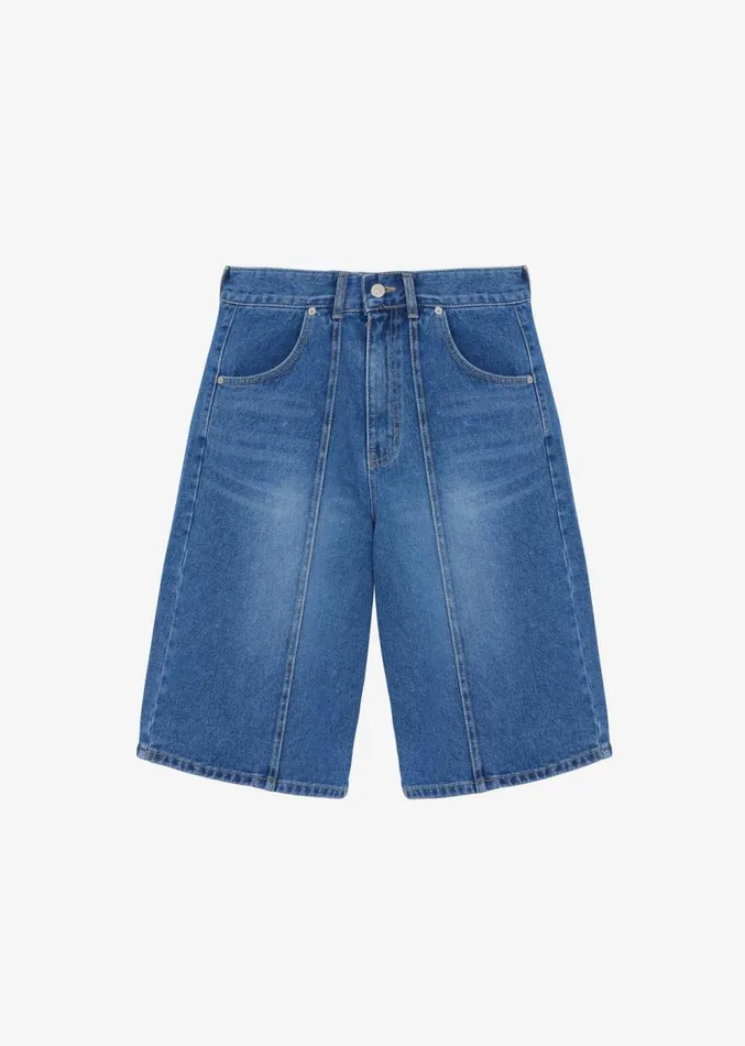 The Frankie Shop Elia Denim Bermuda Shorts 8211 Medium Wash Women Bottoms