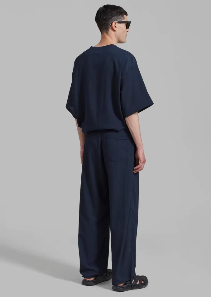 The Frankie Shop Eliott Crinkle Tee 8211 Navy Men Tops