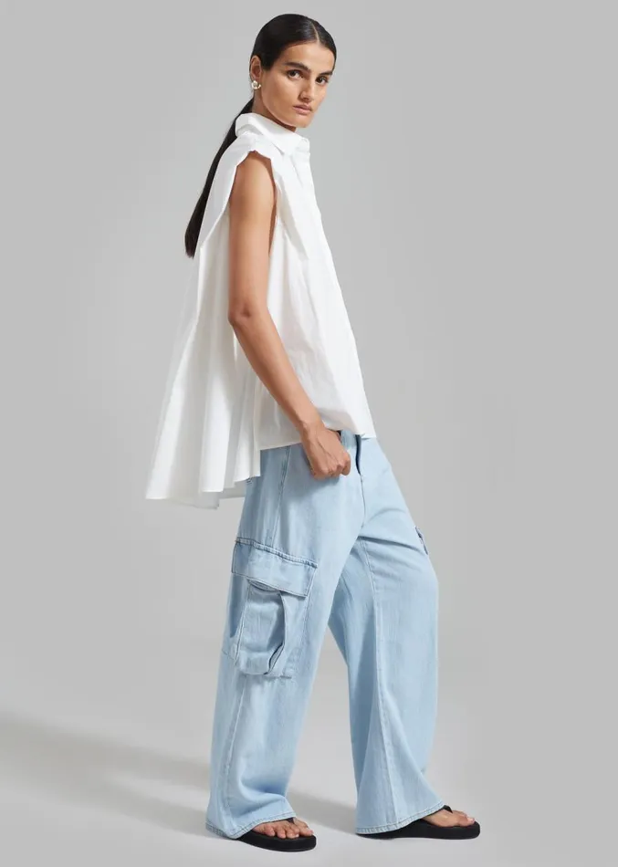The Frankie Shop Ellen Sleeveless Button Down Shirt 8211 White Women Tops