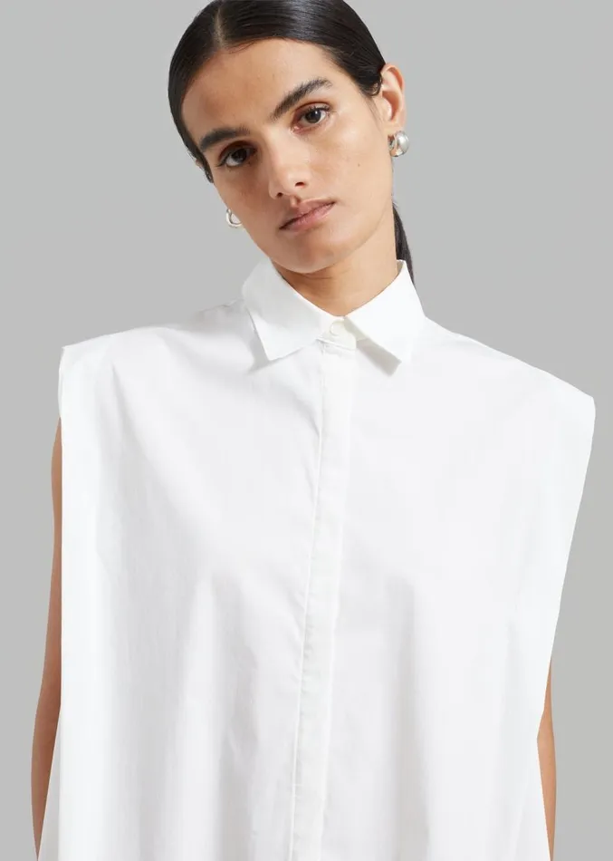 The Frankie Shop Ellen Sleeveless Button Down Shirt 8211 White Women Tops