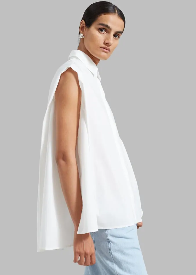 The Frankie Shop Ellen Sleeveless Button Down Shirt 8211 White Women Tops