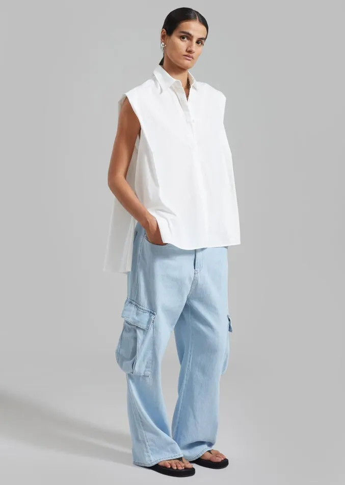 The Frankie Shop Ellen Sleeveless Button Down Shirt 8211 White Women Tops
