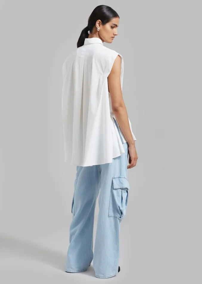 The Frankie Shop Ellen Sleeveless Button Down Shirt 8211 White Women Tops