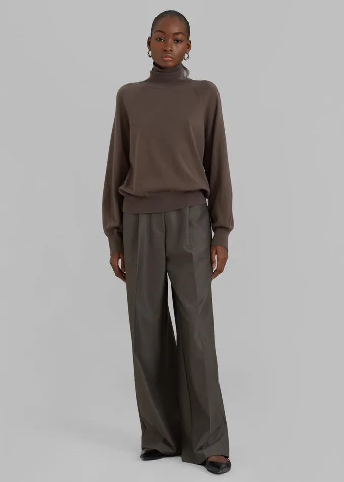 The Frankie Shop Emilie Wide Leg Pants 8211 Dark Olive Women Bottoms