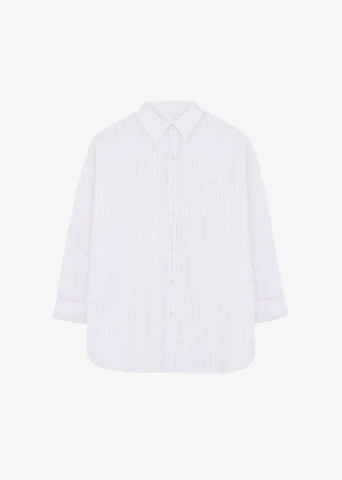 The Frankie Shop Erin Roll Up Shirt 8211 Pink Stripe Women Clothing