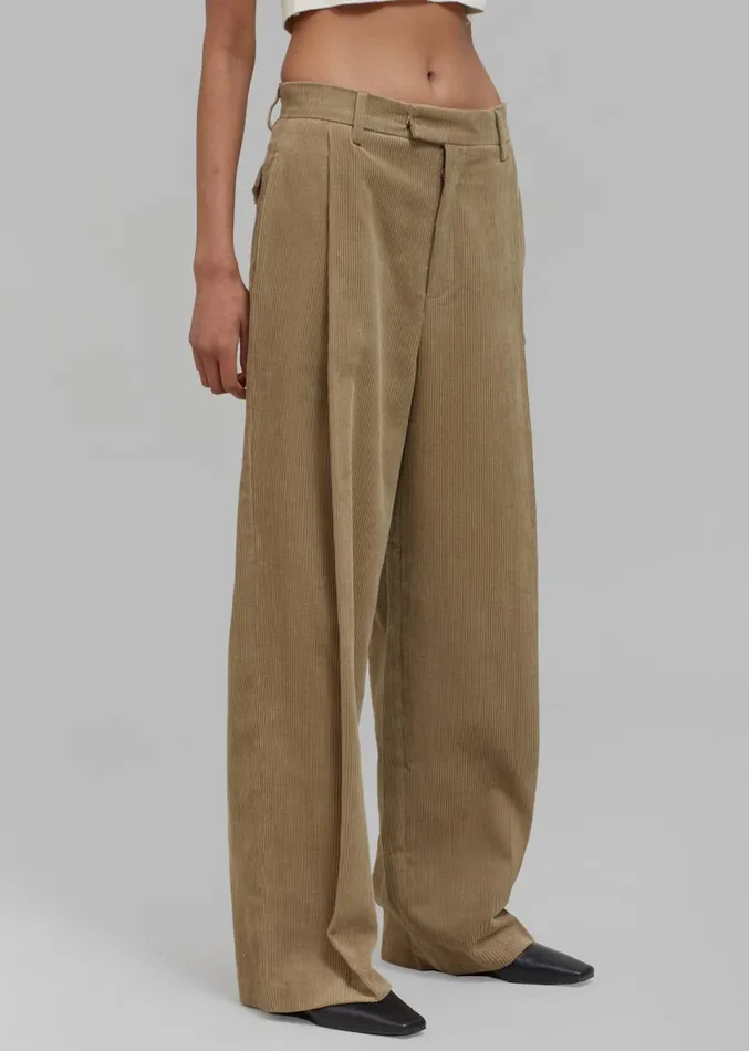 The Frankie Shop Estrid Corduroy Wide Pants 8211 Taupe Women Clothing